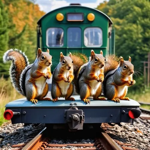 animal train,squirrels,squirell,rack railway,car train,express train,toy train,train ride,choo choo train,rolling stock,wild animals crossing,bullet train,high speed train,high-speed train,high-speed rail,model train,rail transport,wooden railway,double deck train,charter train,Photography,General,Realistic