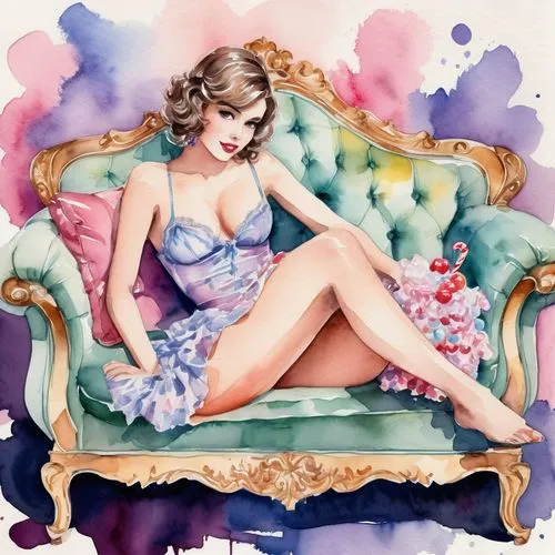 watercolor pin up,pinup girl,pin-up girl,retro pin up girl,valentine pin up,pin up girl,valentine day's pin up,pin-up,pin up,pin-up girls,pin-up model,retro pin up girls,pin ups,fashion illustration,cinderella,la violetta,pin up girls,hydrangea,hydrangeas,christmas pin up girl,Illustration,Paper based,Paper Based 25