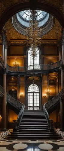 cochere,sorbonne,staircase,entrance hall,wanamaker,the center of symmetry,nypl,teylers,europe palace,circular staircase,driehaus,marble palace,plateresque,ceilinged,rudolfinum,musée d'orsay,staatsoper,rotunda,grandeur,royal interior,Illustration,Realistic Fantasy,Realistic Fantasy 29