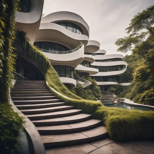 futuristic architecture,modern architecture,futuristic art museum,helix,japanese architecture,asian architecture,jewelry（architecture）,winding steps,futuristic landscape,architecture,chinese architecture,dunes house,arhitecture,luxury real estate,luxury property,modern house,kirrarchitecture,spirals,beautiful buildings,sinuous,Photography,General,Cinematic