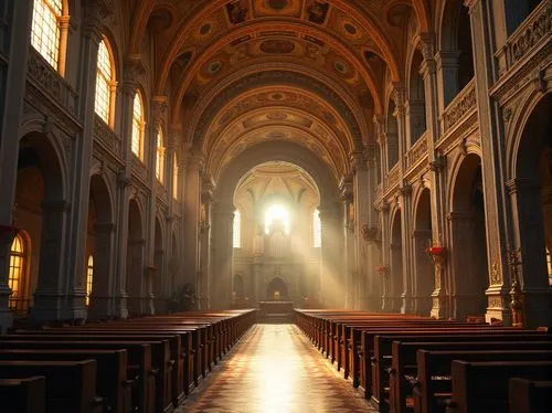 collegiate basilica,interior view,nave,the basilica,sanctuary,the interior,minor basilica,gesu,interior,basilica of saint peter,archdiocese,light rays,transept,saint peter's,basilica,the cathedral,santa maria degli angeli,presbytery,sancta,thomasian,Photography,General,Realistic