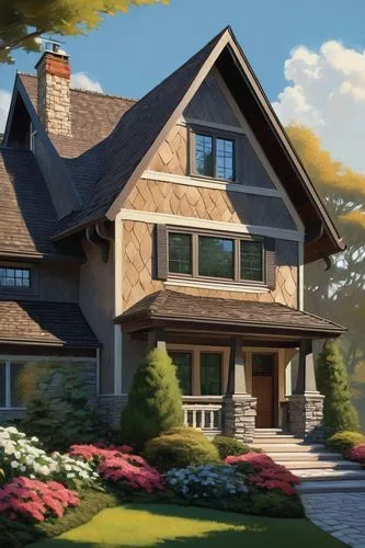 Architectural shingles, luxurious villa, modern design, premium roofing material, multi-layered structure, dimensional texture, brownish-gray color, subtle sheen, overlapping layers, steeply pitched r