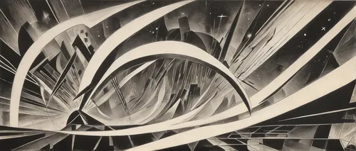 Christopher Richard Wynne Nevinson / Acetylene Welding / 1917 / lithograph on paper,palm branches,palm fronds,art deco background,matruschka,palm leaves,cellophane noodles,multiple exposure,trusses of