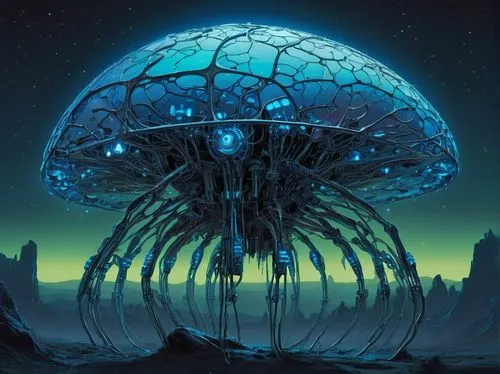 gravemind,technosphere,yuggoth,azathoth,nidularium,medusahead,primosphere,mothership,bathysphere,brainchildren,sikth,chemosphere,cyberia,panspermia,primordia,medusae,auqarium,sci fiction illustration,alien ship,prospal,Conceptual Art,Fantasy,Fantasy 02