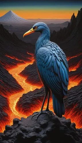 fenix,aztec gull,volcanism,lava,jatayu,egretta,kamchatka,eruption,avian,volcanic landscape,vulcano,vesuvius,antarctic bird,kamchatsky,uniphoenix,albuquerque volcano park,nyiragongo,volcanic eruption,volcanic,bird painting,Art,Classical Oil Painting,Classical Oil Painting 10