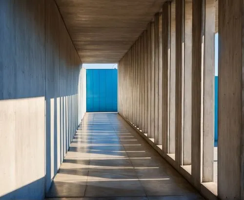 muro de fondo azul vivo,the back of a long hallway leading to the beach,wall,corridor,adjaye,chipperfield,zumthor,siza,Photography,General,Realistic