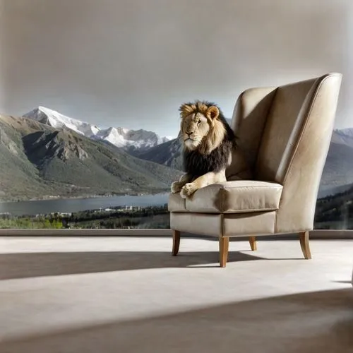 leão em cima , montanhas no fundo,natuzzi,wing chair,landseer,ekornes,willink,minotti,armchair,lion white,chaise lounge,leonine,aslan,fischl,kartell,investec,rovere,cattelan,shernoff,the horse-rocking