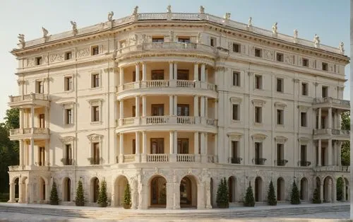 Simple elevation,an elegant, tall white building with a balcony that has windows,palacio,ritzau,palazzo barberini,marble palace,paradores,palladianism,Photography,General,Natural