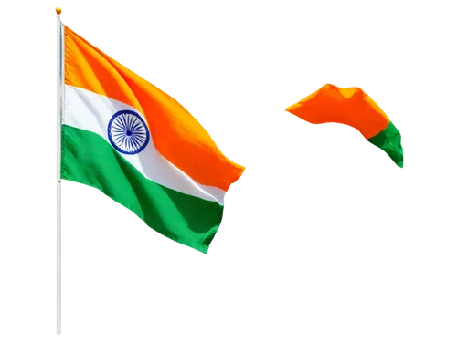 Indian national flag, horizontal tricolor, saffron, white, green, golden ratio, intricate embroidery, fluttering in wind, waving motion, bright sunlight, high-definition details, sharp edges, vibrant 