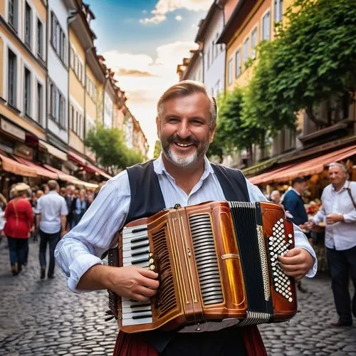 accordion player,accordionist,accordion,squeezebox,bandoneon,itinerant musician,button accordion,street musician,pan flute,viennese cuisine,diatonic button accordion,street performer,concertina,viennese kind,street musicians,czechia,buskin,oktoberfest celebrations,freiburg,street music,Photography,General,Realistic