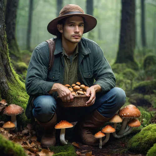 farmer in the woods,witches boletus,edible mushrooms,hexenfuß boletus,beautiful foot boletus,umbrella mushrooms,forest mushroom,boletes,agaricaceae,forest mushrooms,woodsman,fungal science,wild mushrooms,mushrooming,chanterelle,gyromitra,medicinal mushroom,funnel chanterelles,edible mushroom,fungi,Illustration,Abstract Fantasy,Abstract Fantasy 07