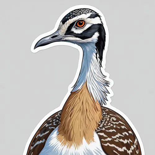 bustard,mandarin duck portrait,eagle illustration,bustards,platycercus,woodcock,western striped albatros,bird illustration,laridae,haliaeetus,ferruginous,confuciusornis,anicetus,eagle vector,bird png,haliaeetus leucocephalus,tyto longimembris,haliaeetus vocifer,melanoleuca,aztec gull,Unique,Design,Sticker