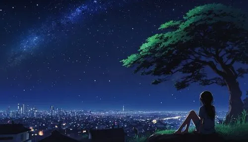 tanabata,starry sky,the night sky,night sky,star sky,clear night,night stars,stargazing,nightsky,the stars,dusk background,moon and star background,falling stars,starlight,kizu,dream world,stars,night scene,planetaria,starbright,Illustration,Japanese style,Japanese Style 05