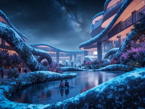 futuristic landscape,ice planet,alien world,arcology,ice landscape,alien planet,biospheres,futuristic art museum,fractal environment,snow landscape,winter garden,futuristic architecture,winterplace,virtual landscape,fantasy city,snowhotel,winter night,fantasy landscape,dreamlands,interlace