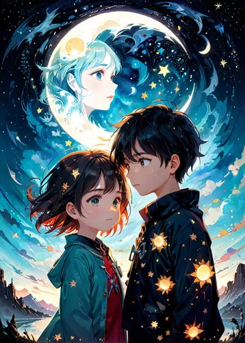 the moon and the stars,stars and moon,moon and star,falling stars,starry sky,stargazing,the stars,the night sky,night sky,falling star,moonlight,moon and star background,moon night,clear night,jupiter moon,moons,lunar,night stars,celestial bodies,moonlit night,Anime,Anime,General