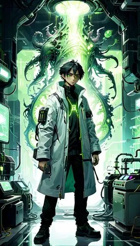 riddler,biologist,scientist,theoretician physician,sci fiction illustration,contamination,investigator,cell,engineer,ship doctor,pathologist,wuhan''s virus,game illustration,cells,chemical plant,pandemic,surgeon,laboratory,clockmaker,cyber,Anime,Anime,General