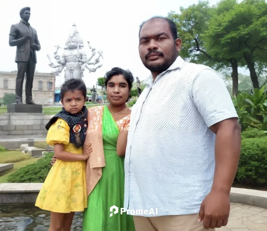 a family poses for a po in front of the statue,lalbagh,mayapur,gannavaram,agartala,sarnath,thirupathi