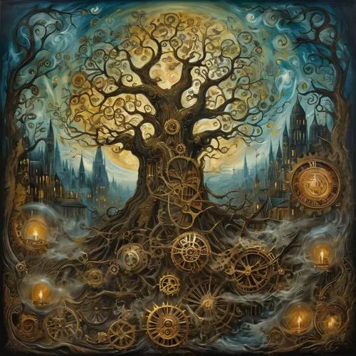 tree of life,yggdrasil,magic tree,celtic tree,silmarils,druidic,carcosa,gold foil tree of life,lughnasadh,zodiac,the branches of the tree,leota,druidism,rosicrucianism,samhain,colorful tree of life,mantra om,mechana,azathoth,circle around tree,Illustration,Realistic Fantasy,Realistic Fantasy 13