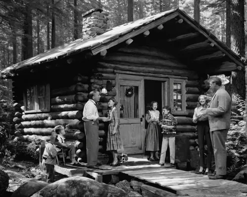 log cabin,cabin,the cabin in the mountains,log home,tourist camp,small cabin,mountain hut,alpine hut,lodgepole pine,pete seeger,forest workplace,knotty pine,wooden hut,lodge,sugar pine,lodging,american frontier,timber house,mountain station,1950s,Photography,Black and white photography,Black and White Photography 13