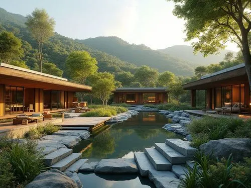 amanresorts,fallingwater,japanese zen garden,zen garden,hushan,ryokan,shangri,asian architecture,onsen,infinity swimming pool,teahouse,luxury property,pool house,landscaped,landscape design sydney,japanese garden,3d rendering,house in the mountains,cottars,landscape designers sydney,Photography,General,Realistic