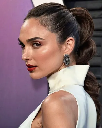 gal,updo,pony tail,half profile,sternocleidomastoid,slicked,ponytail,jaw,side face,vaanii,padukone,jawline,topknot,chignon,cheekbones,red lipstick,shoulder length,mesmerizing,elegant,white bow,Illustration,Paper based,Paper Based 10