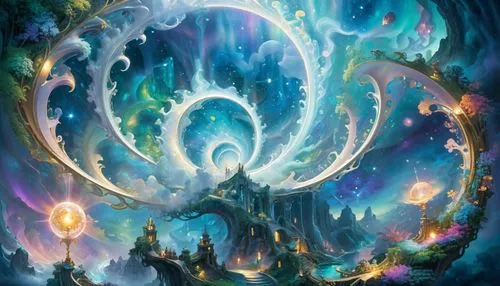 fairy world,fantasia,fantasy picture,maelstrom,fantasy art,fantasy landscape,magic tree,cuthulu,fantasy world,fairy galaxy,elves flight,magical,nine-tailed,fairy forest,3d fantasy,tree of life,flora abstract scrolls,ori-pei,magical adventure,time spiral