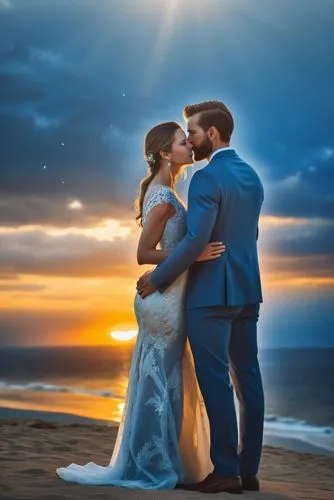 bride and groom kissing at sunset on beach with sunbeams,loving couple sunrise,wedding photo,elopement,wedding photography,eloped,vows,Photography,General,Realistic