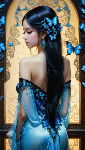 jasmine blue,blue enchantress,jasmine,cinderella,cendrillon,blue rose,Illustration,Realistic Fantasy,Realistic Fantasy 08