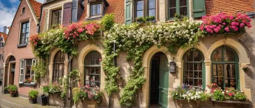 bruges,terbrugge,brugge,flower shop,flower boxes,verbrugge,leuven,alsace,middelburg,netherlands,beautiful buildings,oudewater,medieval street,canterbury,houses clipart,belgium,cambridge,townhouses,lubeck,potted flowers,Conceptual Art,Fantasy,Fantasy 31