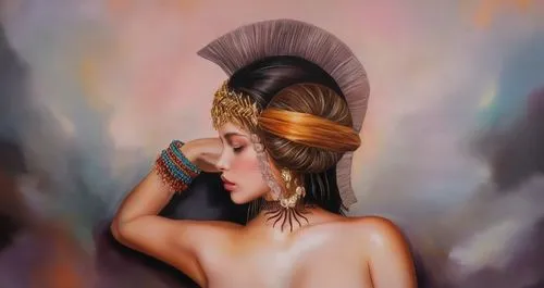 the hat of the woman,chignon,woman's hat,fantasy portrait,amorous,headdress,digital painting,fashion illustration,oil on canvas,updo,blonde woman,oil painting on canvas,romantic portrait,world digital