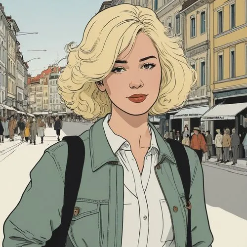 vermouth,parisienne,pixton,paris clip art,manhwa,blonde woman,Illustration,Vector,Vector 10