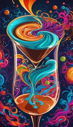 colorful drinks,colorful spiral,psychedelic art,pour,colorful glass,colorful foil background,colorful background,colorful water,agua de valencia,swirling,neon drinks,fluid,liquid bubble,martini glass,kaleidoscope art,swirls,maraschino,coffee background,martini,liquids,Illustration,Realistic Fantasy,Realistic Fantasy 39