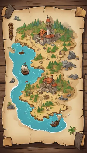 treasure map,map icon,old world map,monkey island,pirate treasure,popeye village,raft guide,islands,collected game assets,map silhouette,floating islands,game illustration,map world,water courses,playmat,the island,world map,peninsula,devilwood,development concept,Illustration,Japanese style,Japanese Style 07