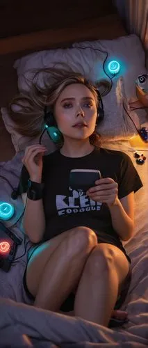 girl at the computer,electronics accessory,wireless tens unit,wireless charger,cyberpunk,massage table,xbox accessory,technology of the future,futuristic,wireless headset,charging phone,electronics,smart home,game controller,home automation,sound massage,devices,video game controller,controller,girl in bed,Photography,Artistic Photography,Artistic Photography 10