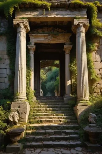 artemis temple,labyrinthian,panagora,greek temple,pillars,kykuit,walhalla,pillar capitals,temple of diana,ruins,pompeii,ancient city,roman temple,ancient,odyssey,the ancient world,ephesus,columns,ancient house,ancient buildings,Illustration,Realistic Fantasy,Realistic Fantasy 30