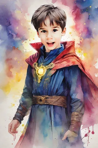 kid hero,leo,wonder,merlin,celebration cape,superman,kai,world digital painting,kids illustration,super man,digital art,chen,hero,hero academy,fantasy portrait,digital artwork,magus,eleven,fairy tale character,child portrait,Digital Art,Watercolor