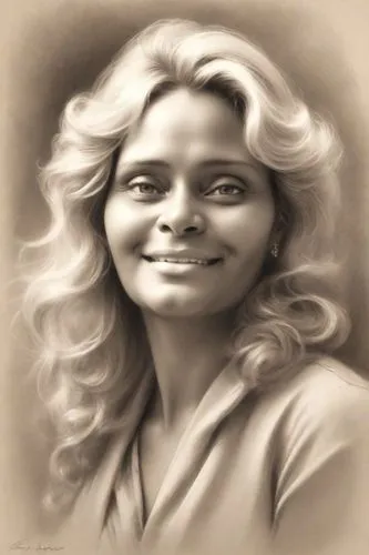 Beautiful old chubby blonde woman, round pugy face, in the style of Boris Vallejo, in sepia tones, a pencil drawing portrait with brush strokes, soft lighting, a full body, a romantic and mysterious a