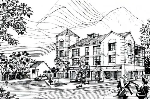 cohousing,marshalsea,redevelopment,street plan,dolgellau,storybrooke,kifissia,winkworth,portumna,altadena,balmoral hotel,hand-drawn illustration,canonbury,palo alto,sketchup,vailsburg,carouge,teahouses,heathman,renderings,Design Sketch,Design Sketch,Fine Line Art