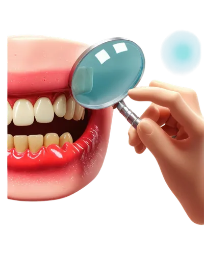 Tooth decay, close-up, X-ray effect, 3D rendering, detailed cracks, yellowish plaque, rotten brown teeth, inflamed red gums, metal dental instrument, dentist's hand, magnifying glass, spotlight shinin