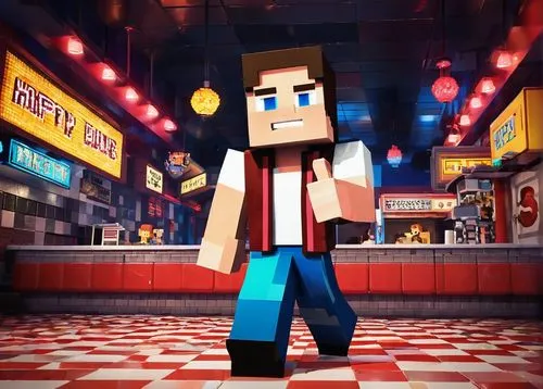 render,3d render,3d rendered,cinema 4d,lego background,brick background,retro diner,shopkeeper,steve,arcade games,shopping icon,3d background,color is changable in ps,edit icon,retro styled,fire background,square background,background bokeh,pizzeria,game character,Unique,Pixel,Pixel 03