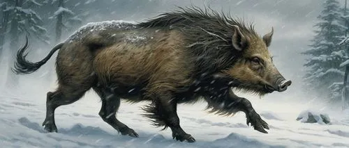 ceratopsid,uintatherium,elk bull,ceratopsians,beorn,ungulate,boar,styracosaurus,pachyrhinosaurus,aurochs,pigasus,bison,monoceros,artiodactyla,wild boar,ceratopsian,markhor,herbison,cervus elaphus,elk,Illustration,Realistic Fantasy,Realistic Fantasy 14