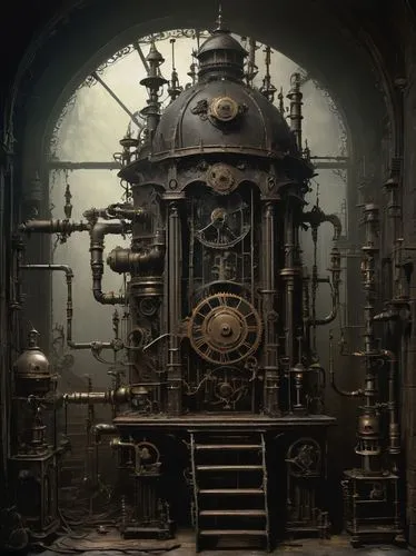 engine room,brewery boiler,clockmaker,steam engine,boiler,the boiler room,instrumentarium,steampunk,distillation,clockworks,train engine,furnace,antiquorum,precipitator,steamboy,steam power,steamhammer,clockmakers,automatique,combustor,Art,Artistic Painting,Artistic Painting 33