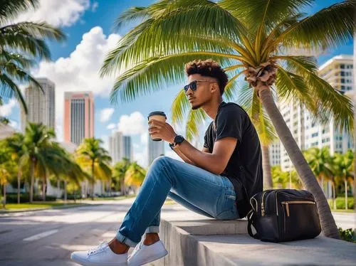 miami,miamians,hkmiami,cuba background,south beach,fort lauderdale,haulover,man talking on the phone,holding a coconut,lauderdale,biscayan,sobe,brickell,on the palm,bahamian,travel insurance,mohombi,biscayne,aerocaribbean,south florida,Illustration,Retro,Retro 03