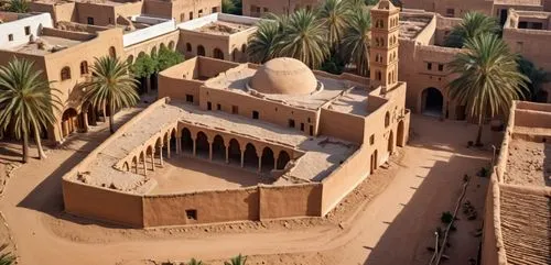 mosque,an old adobe style building with a dome and minanda,ghadames,ghardaia,ouarzazate,qasr al watan,qasr al kharrana,caravansary,islamic architectural,la kasbah,karnak temple,saliyah,ibn tulun,kasba