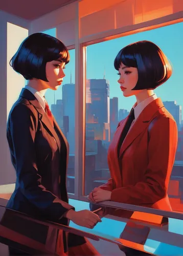 business women,businesswomen,receptionists,sci fiction illustration,retro women,a meeting,blur office background,game illustration,business icons,spy visual,neon human resources,consultation,consulting room,women at cafe,spy,modern office,retro diner,receptionist,business meeting,two girls,Conceptual Art,Fantasy,Fantasy 19