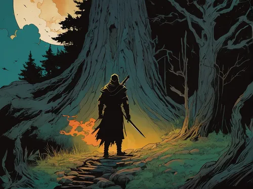 Unearth the secrets of an ancient burial mound cursed by a vengeful spirit.,the wanderer,witcher,wander,jrr tolkien,wanderer,forest man,woodsman,the woods,the path,forest path,the forest,hobbit,game i