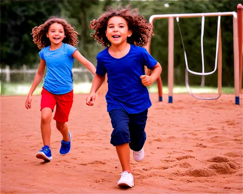 Kids, playground, joyful expressions, various hairstyles, casual clothing, sneakers, running, laughing, playing tag, hide-and-seek, climbing frame, slide, sandbox, sunny day, soft natural light, warm 