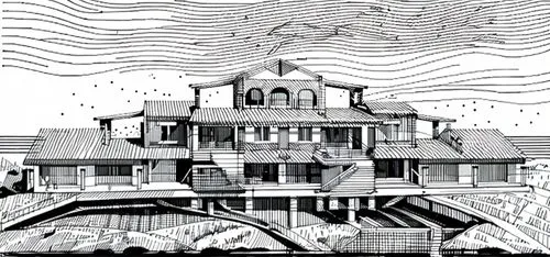 beach house,beachhouse,house drawing,house of the sea,escher,stilt house,hand-drawn illustration,model house,printing house,camera illustration,timber house,house hevelius,ferry house,dunes house,stil