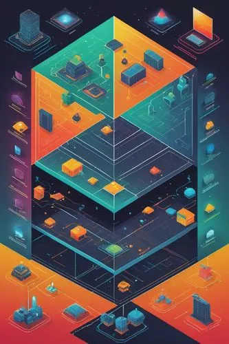 Architecture diagram, Kubernetes, modern minimalist background, 3D illustration style, detailed nodes, pods, services, deployments, ReplicaSets, containers, virtual machines, network policies, ingress