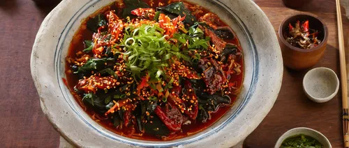 Craft a step-by-step guide on how to make the ultimate spicy bone haejangguk for adventurous eaters.,jajangmyeon,japchae,baek kimchi,chili oil,naengmyeon,korean side dish,chinese sour spicy soup,dak g